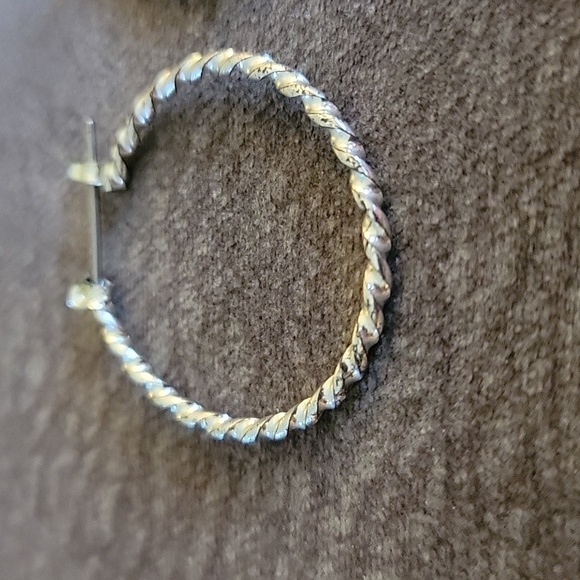 3/$20 Silvertone Twisted Metal Huggie Hoop Earrings - Picture 3 of 5